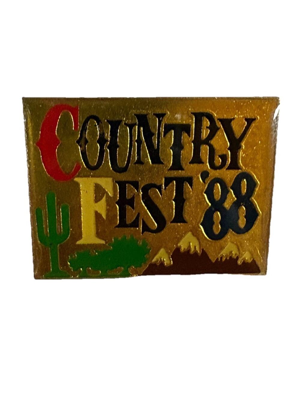 Country Fest '88 Pin Lapel Brooch 1988 Cactus Mountains Trees Design
